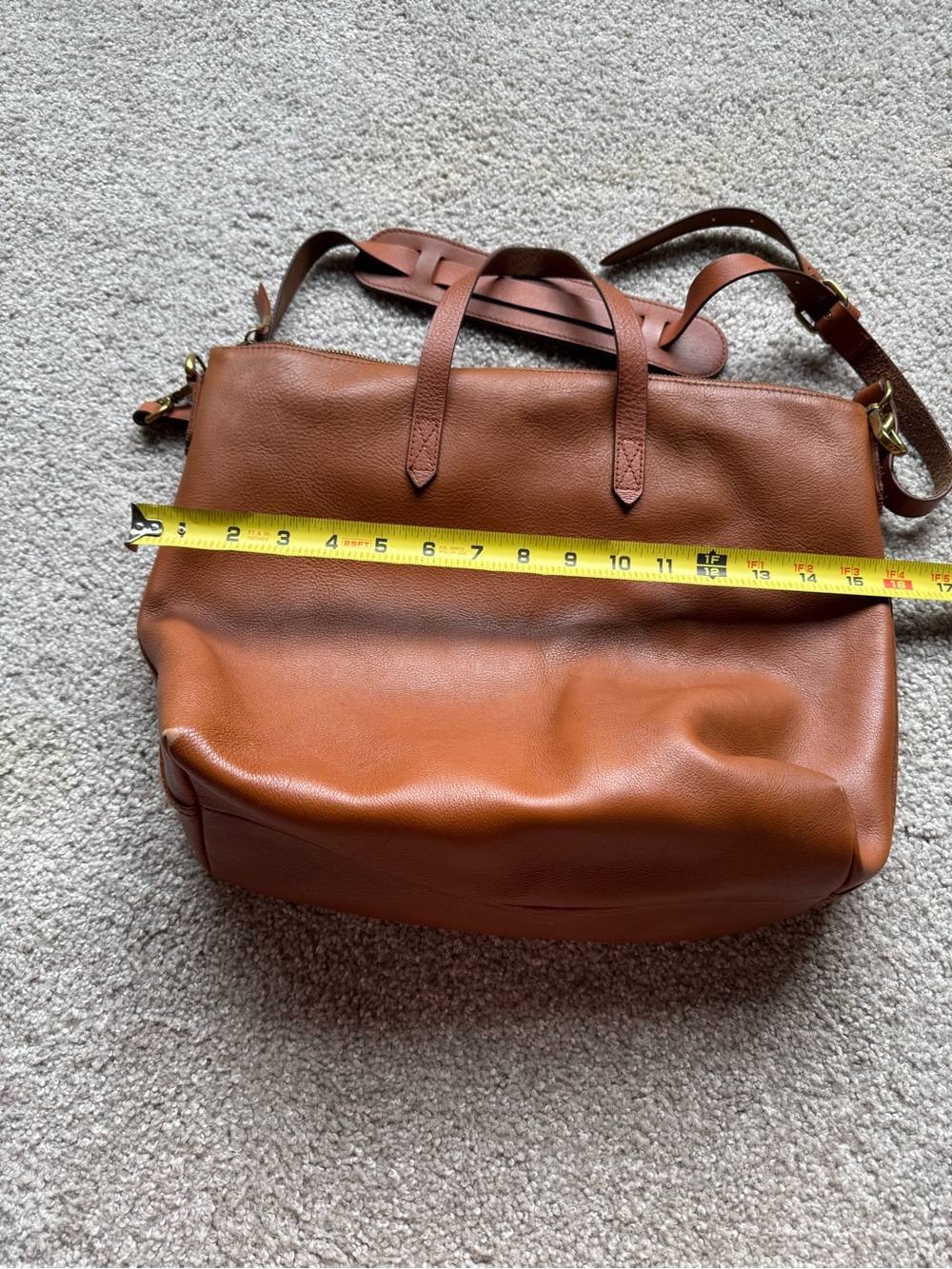 Madewell Brown Zip top Transport Leather Tote Bag - Picture 3 of 9
